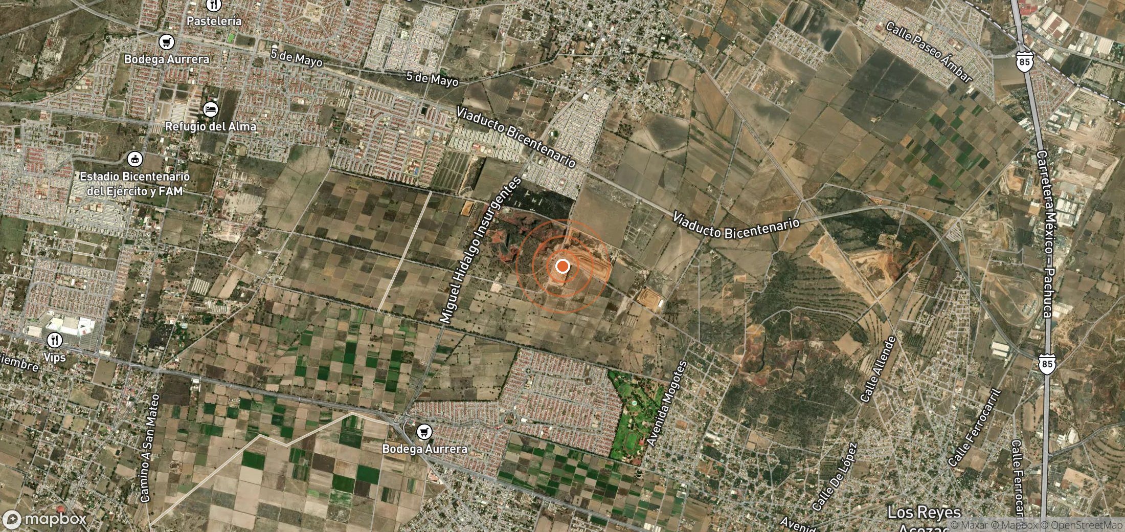 Satellite map of methane plume locations in Mexico