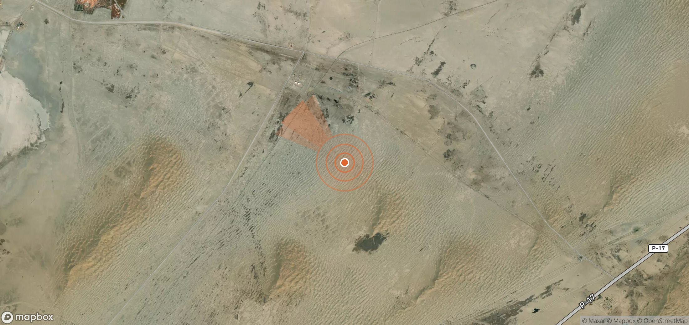Satellite map of methane plume locations in Turkmenistan