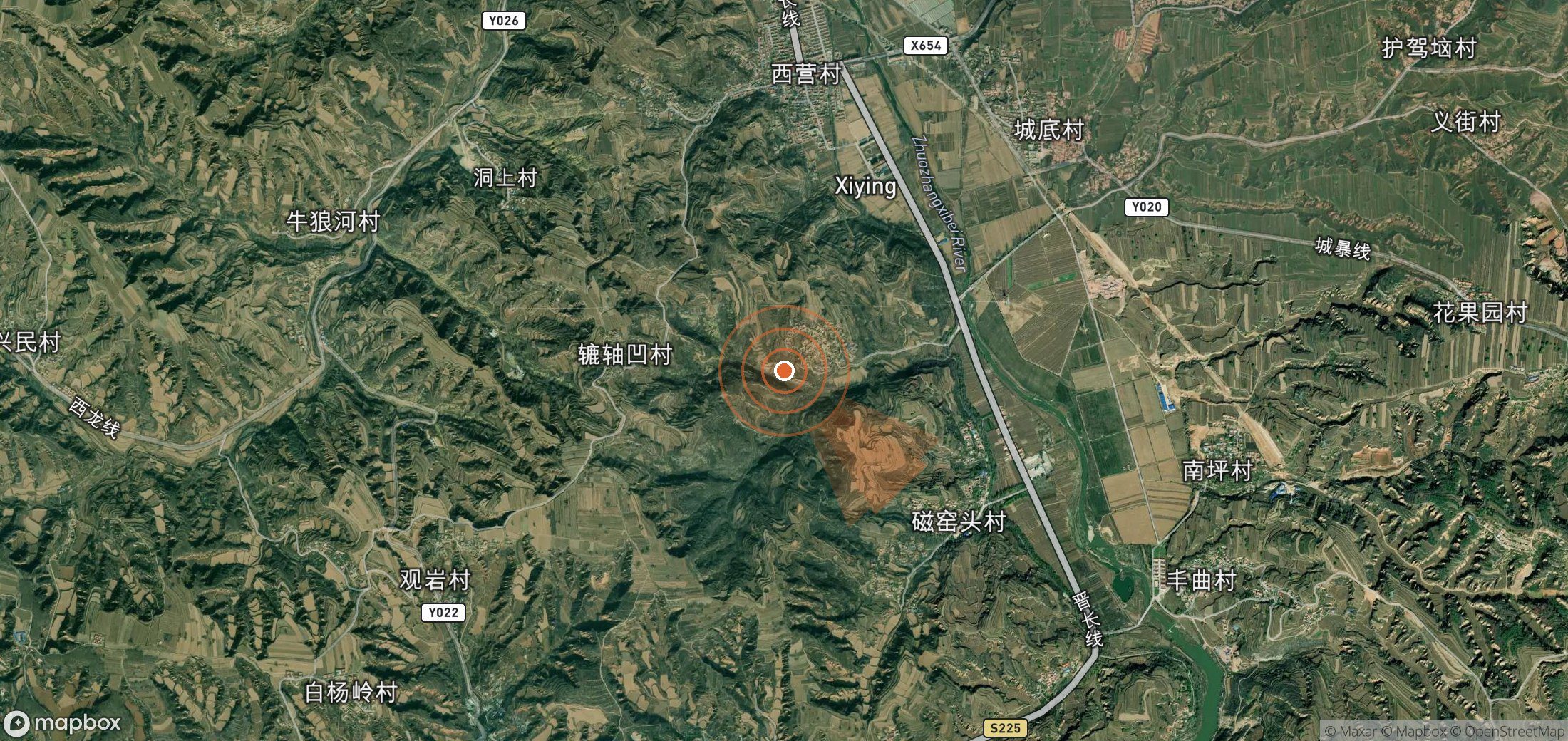 Mapa satelital de plumas de metano en China