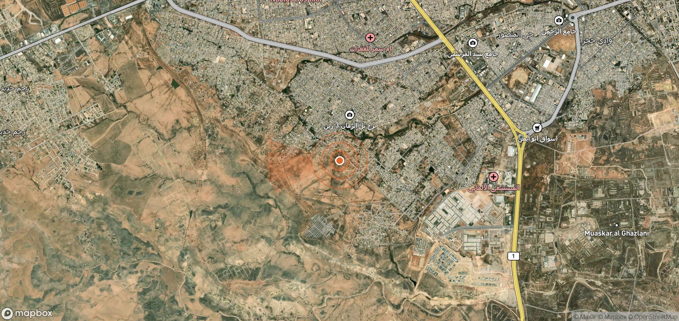 Satellite map of methane plume locations in Iraq