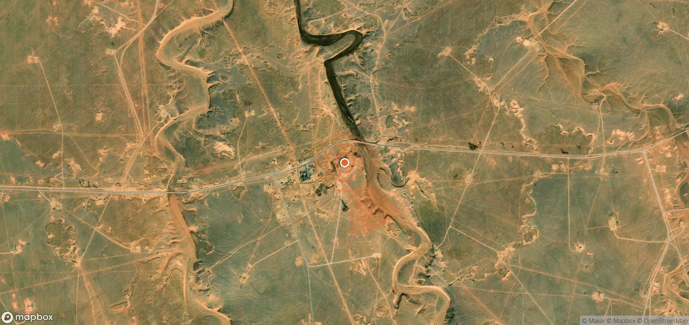 Mapa satelital de plumas de metano en Argelia