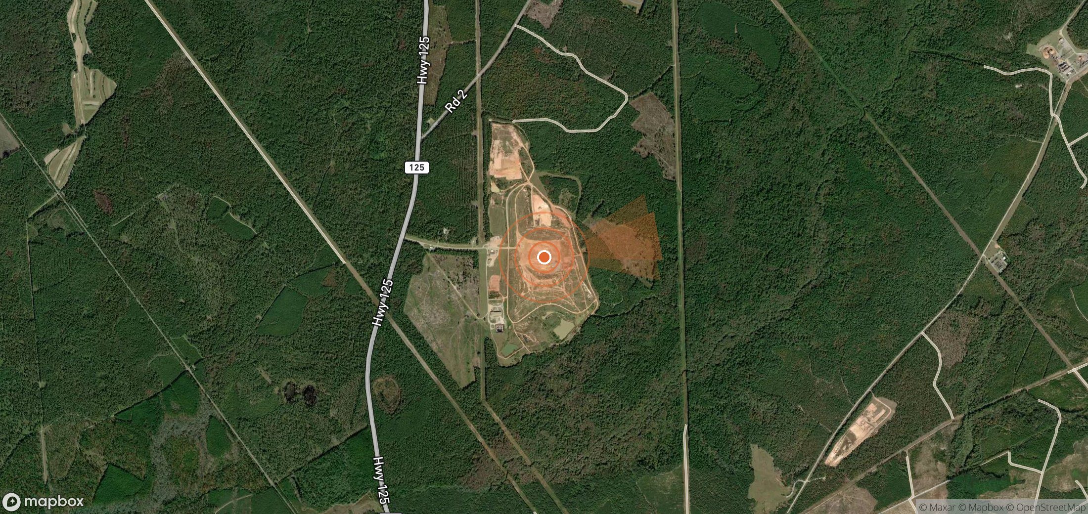 Satellite map of methane plume locations in United States