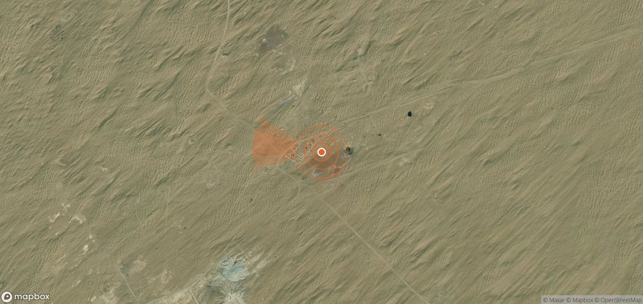 Satellite map of methane plume locations in Turkmenistan