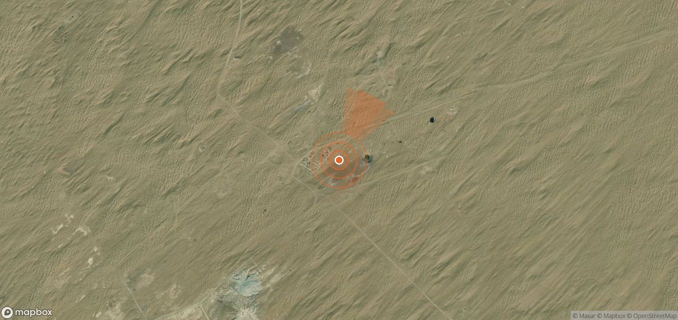 Satellite map of methane plume locations in Turkmenistan