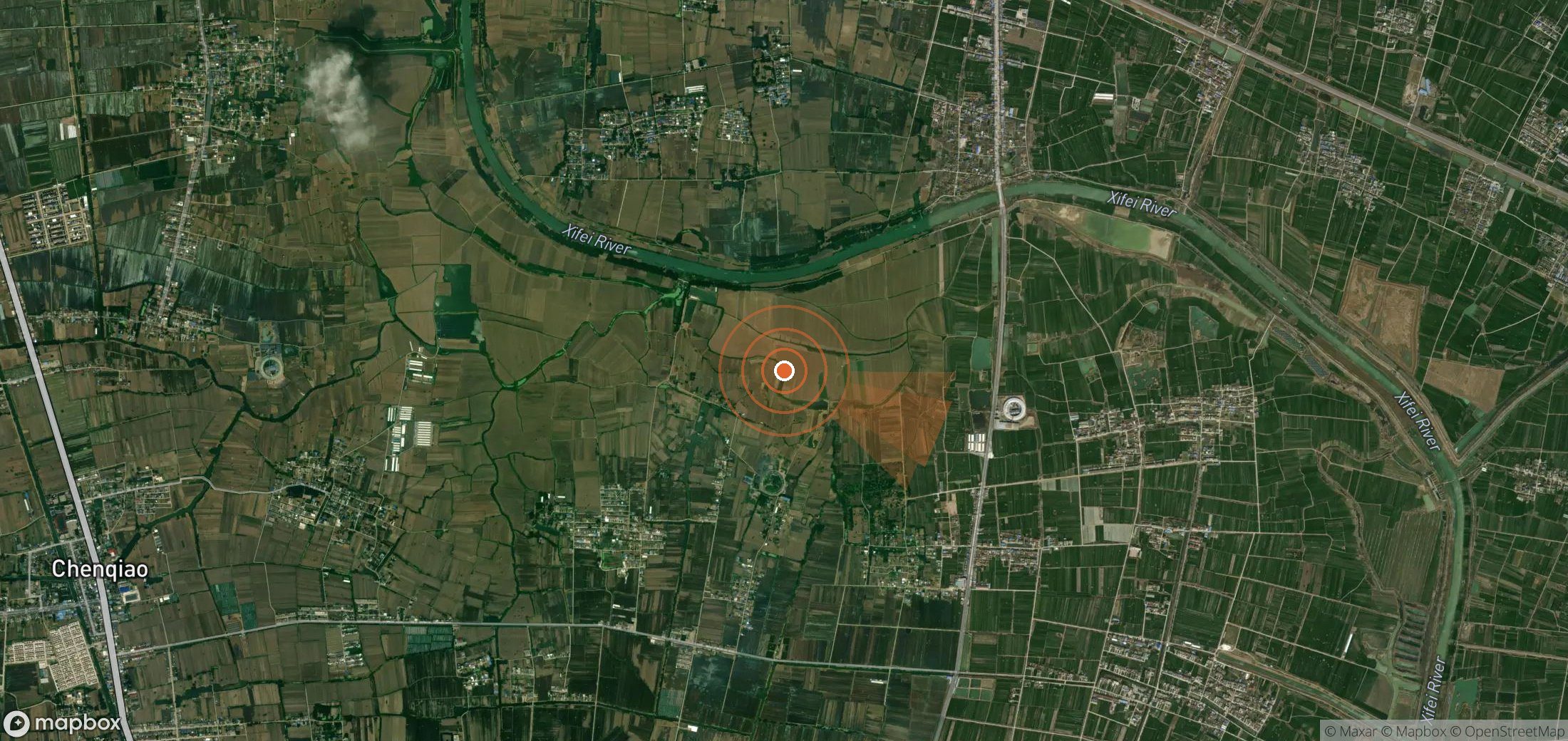 Satellite map of methane plume locations in China
