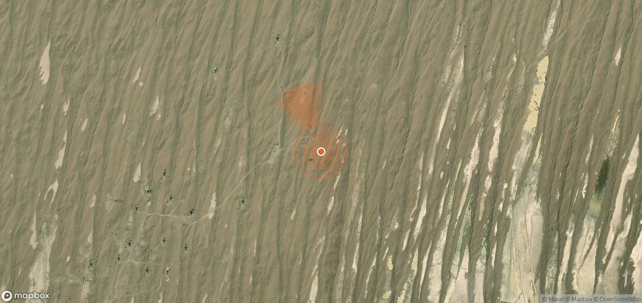 Satellite map of methane plume locations in Turkmenistan