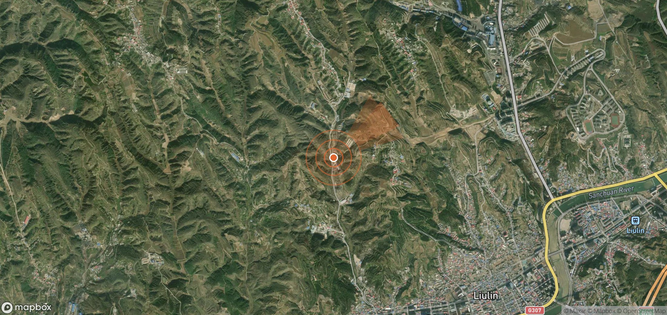 Satellite map of methane plume locations in China