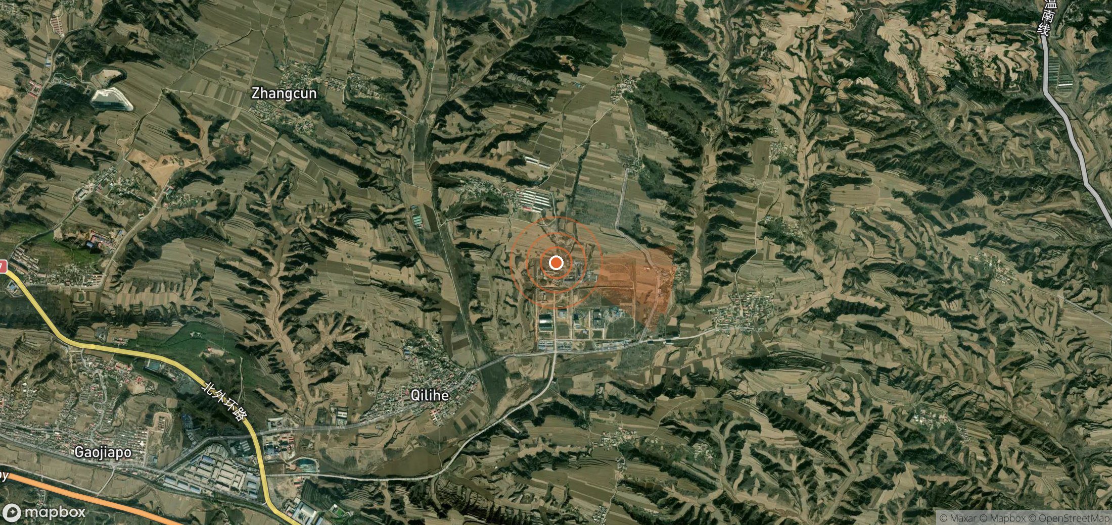 Satellite map of methane plume locations in China