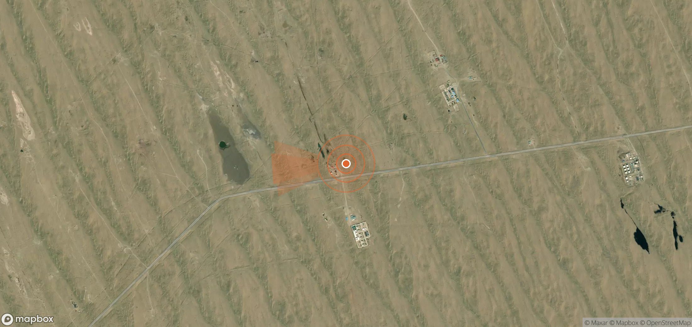 Mapa satelital de plumas de metano en Turkmenistán