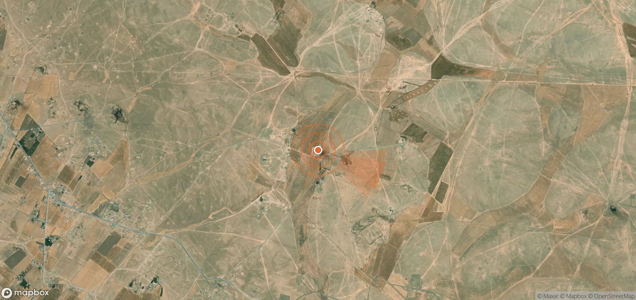Satellite map of methane plume locations in Syria