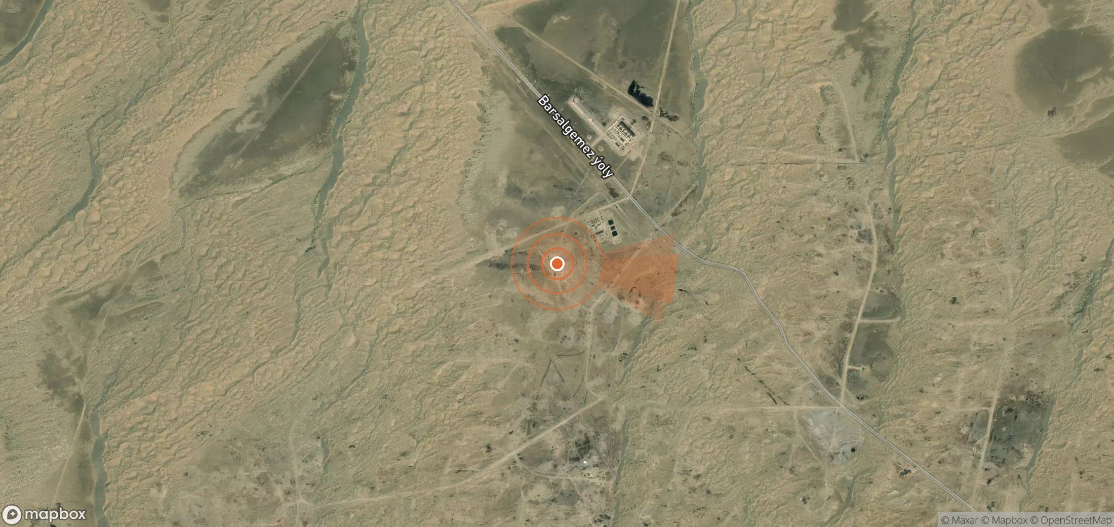 Satellite map of methane plume locations in Turkmenistan