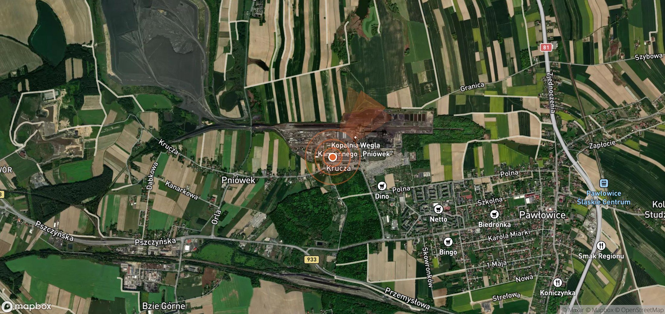 Mapa satelital de plumas de metano en Polonia