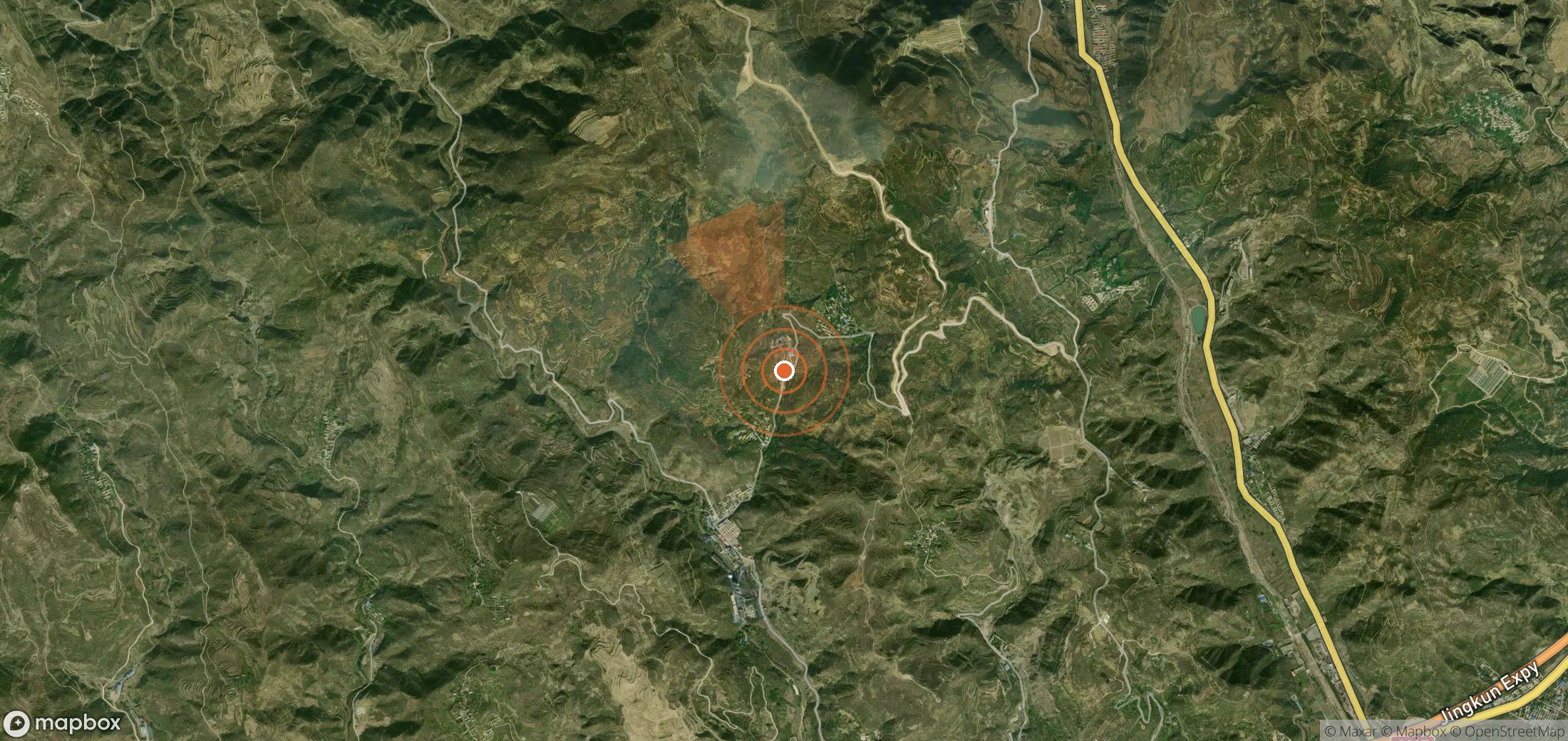 Satellite map of methane plume locations in China