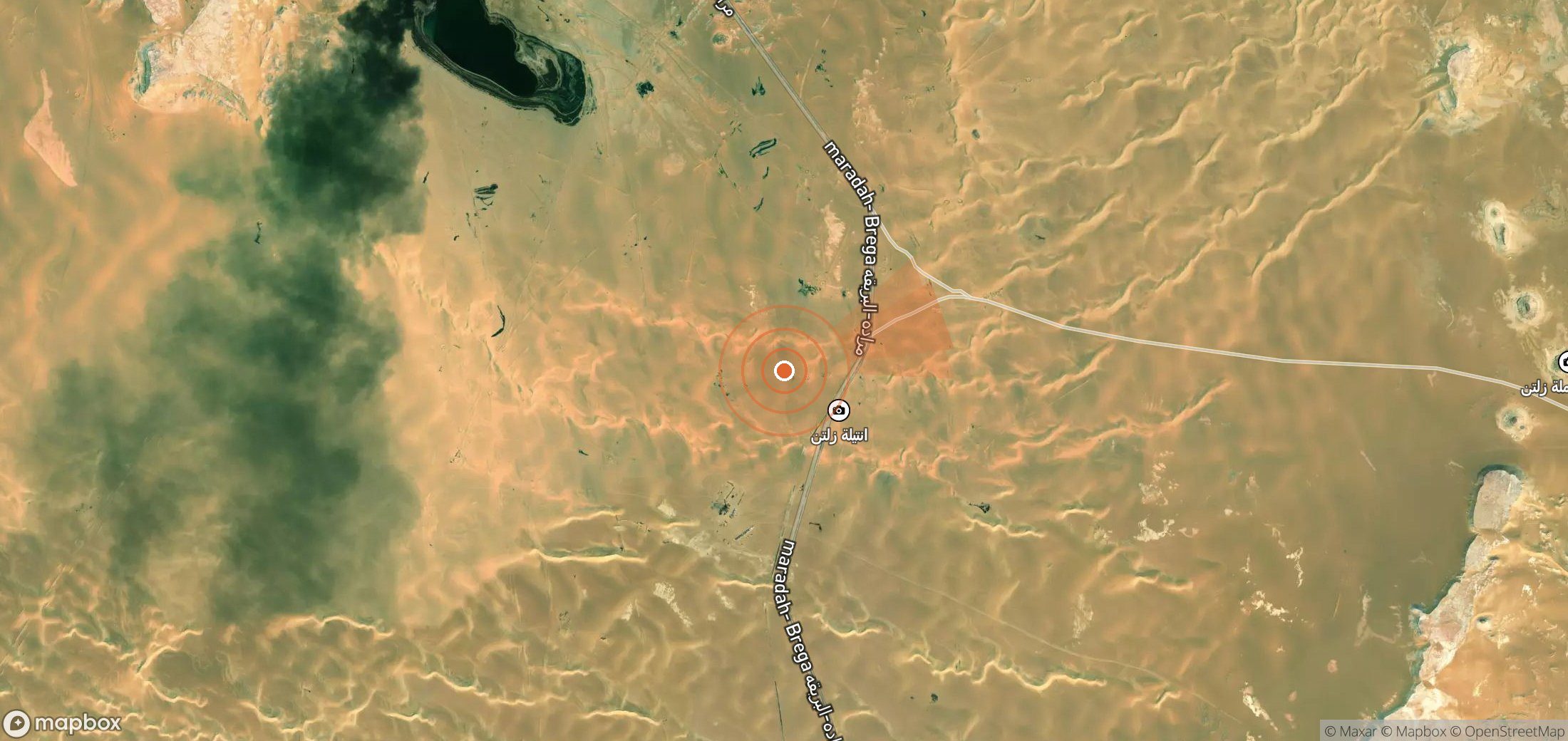 Mapa satelital de plumas de metano en Libia