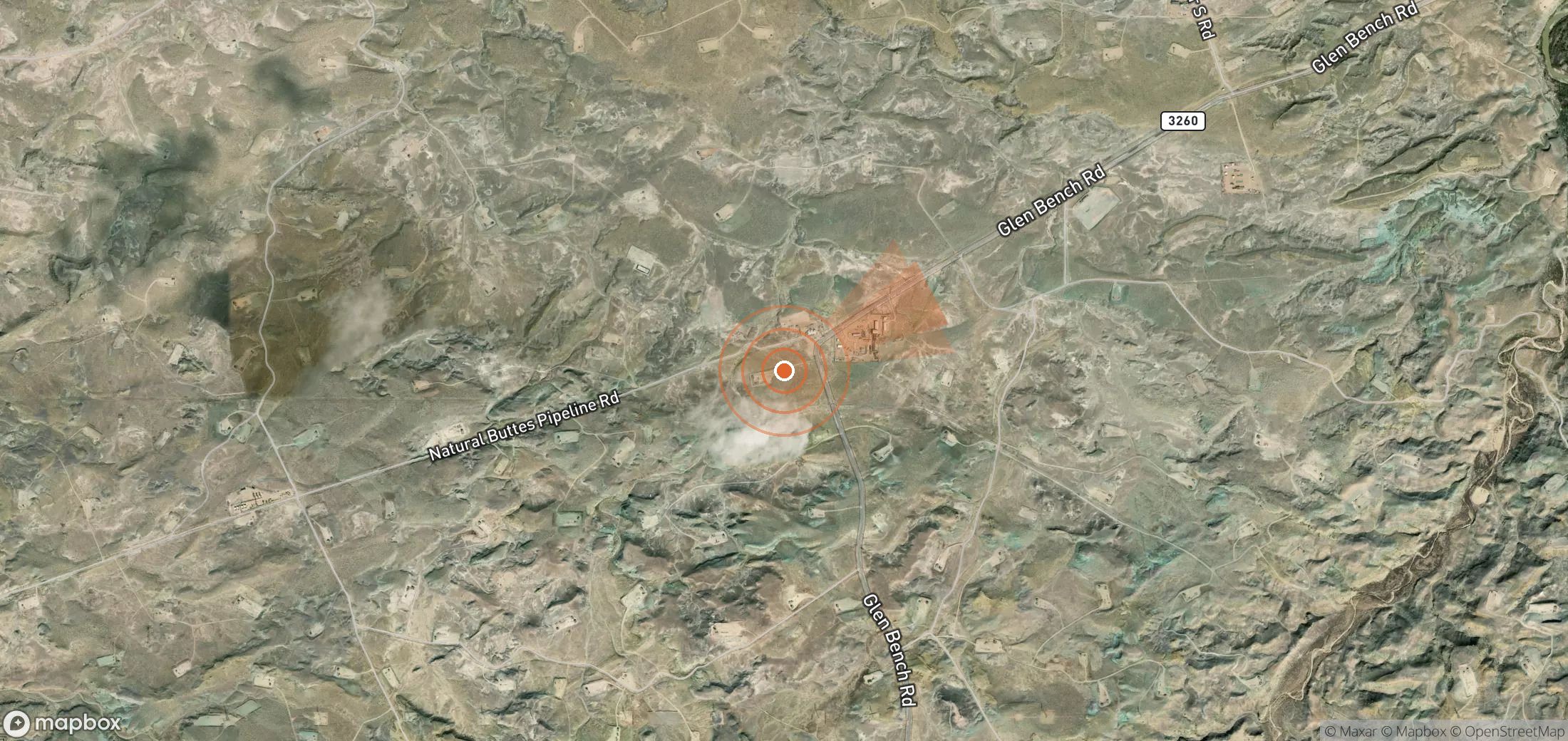 Satellite map of methane plume locations in United States