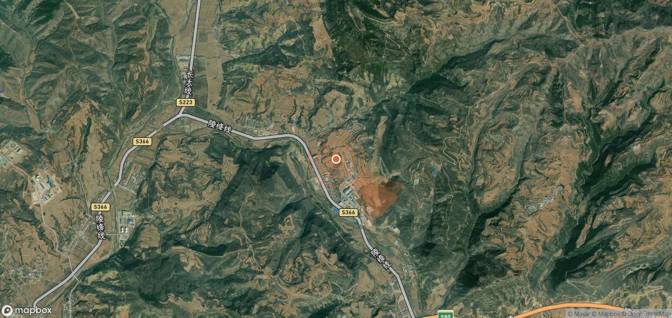 Satellite map of methane plume locations in China