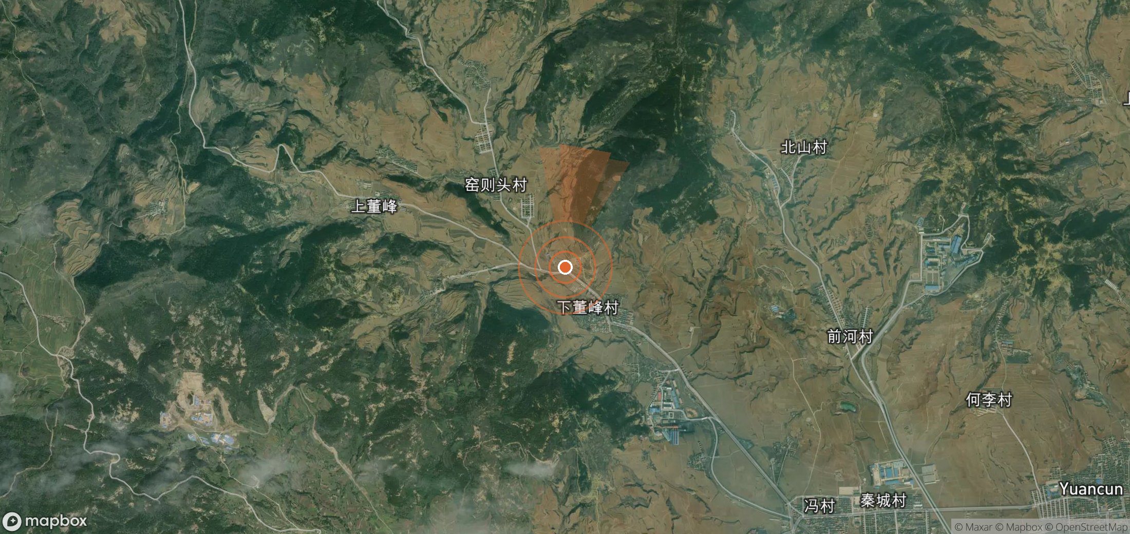 Mapa satelital de plumas de metano en China