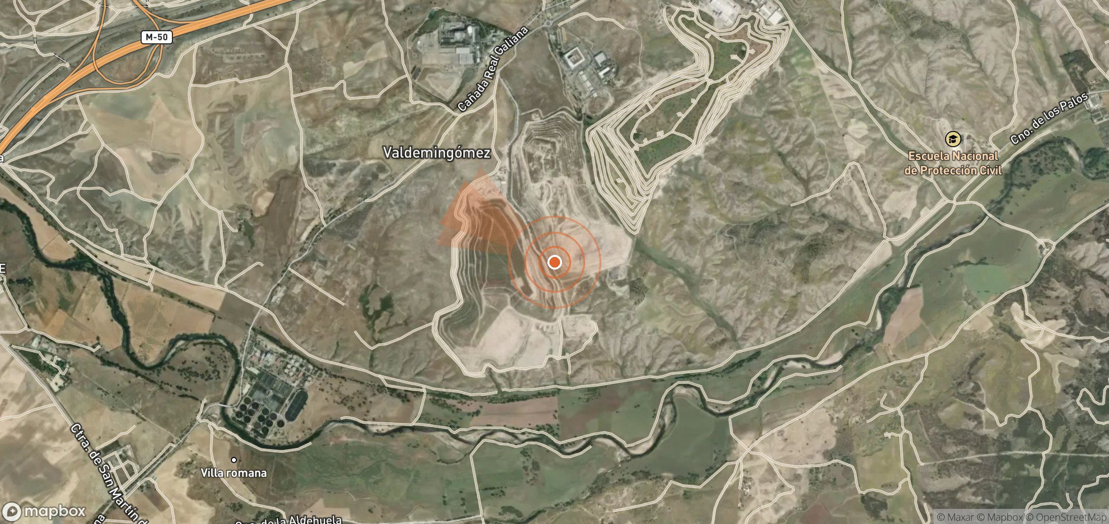 Mapa satelital de plumas de metano en España