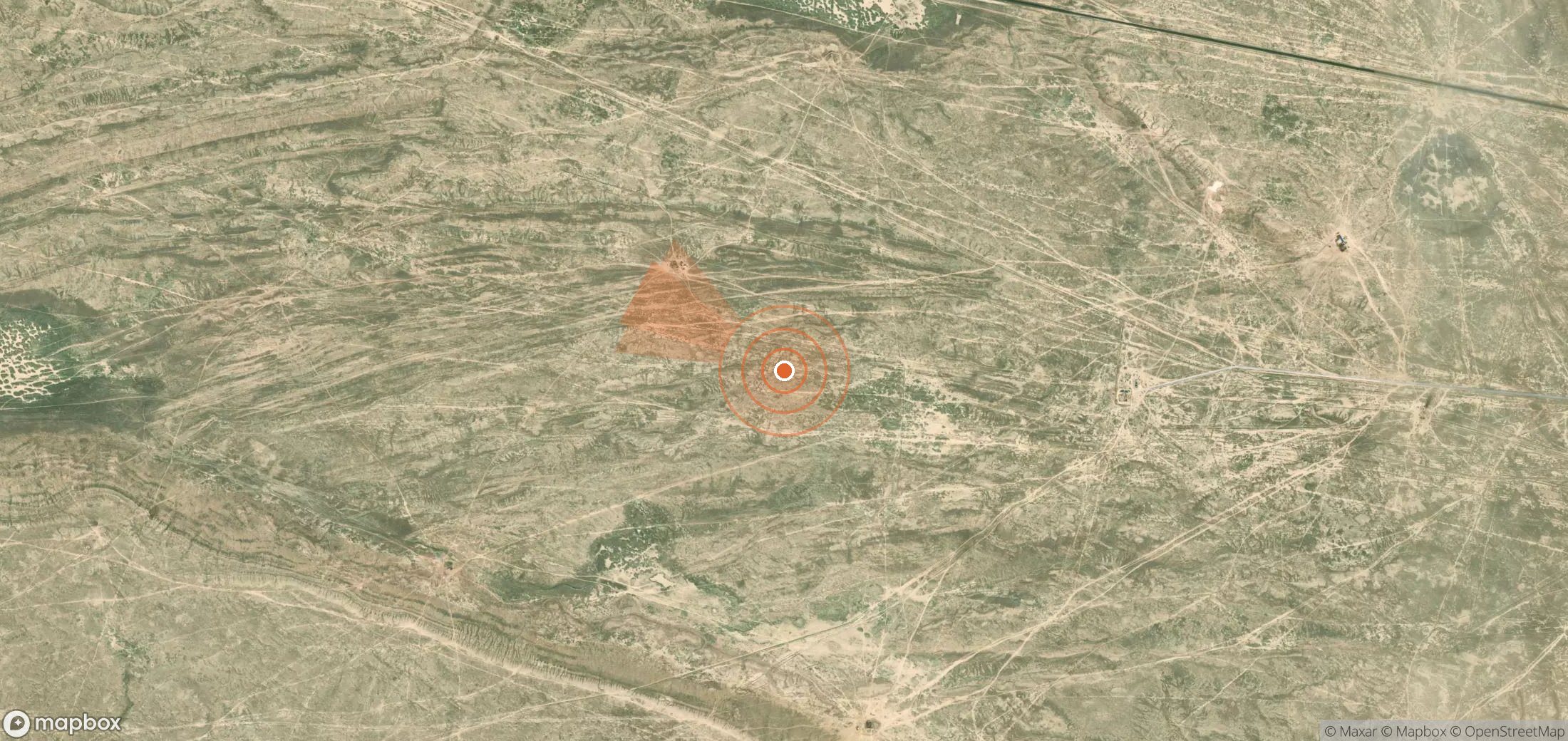 Satellite map of methane plume locations in Kazakhstan