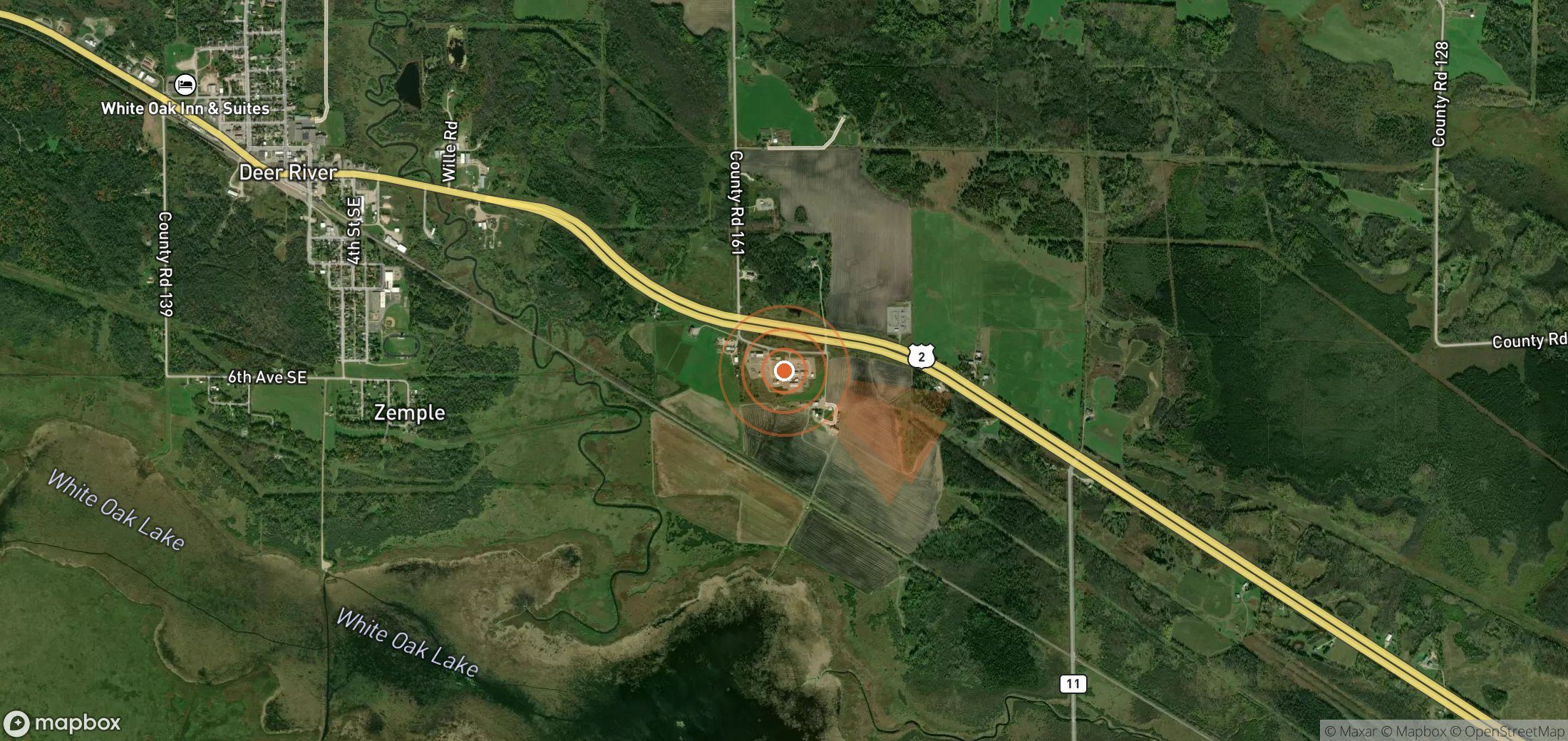 Satellite map of methane plume locations in United States