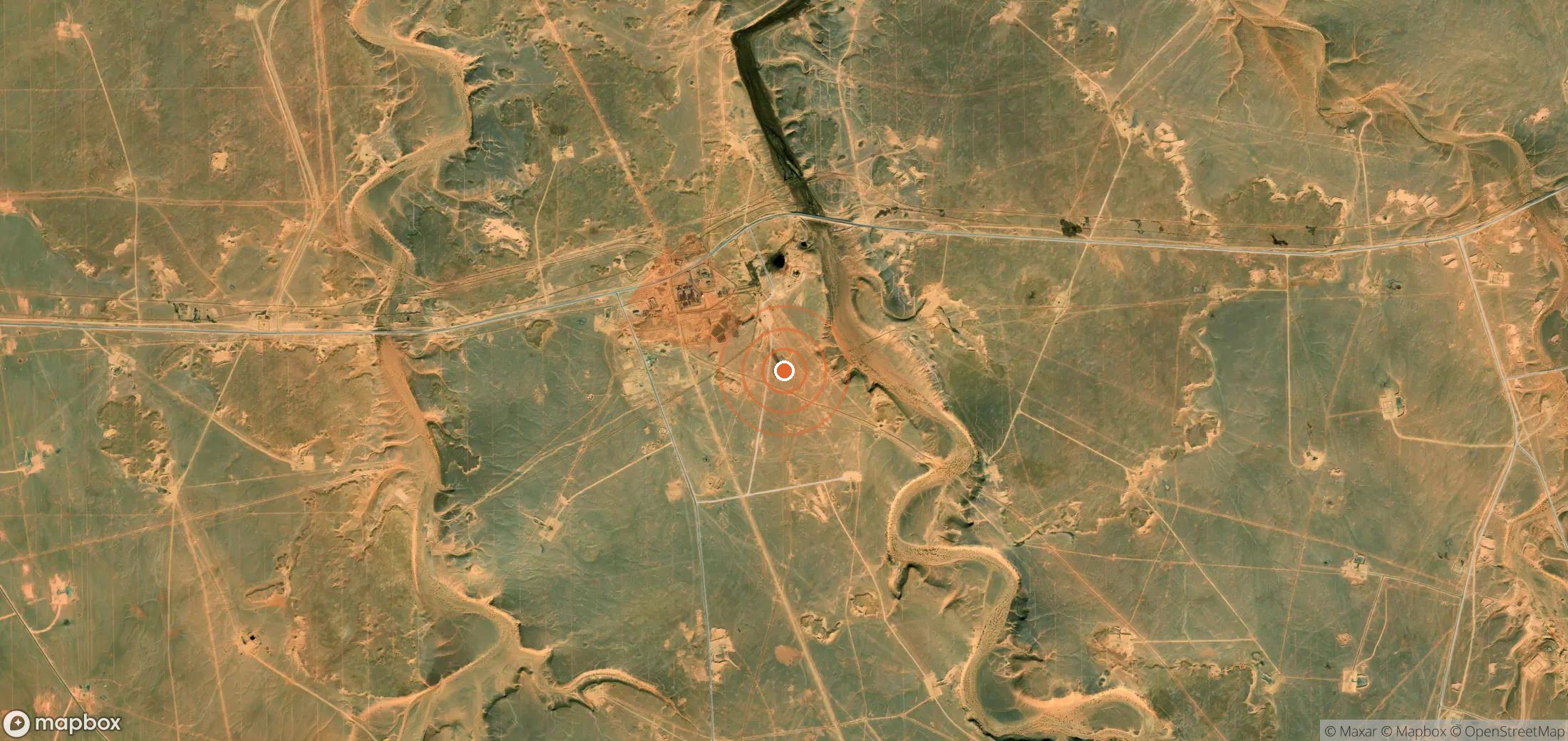 Satellite map of methane plume locations in Algeria