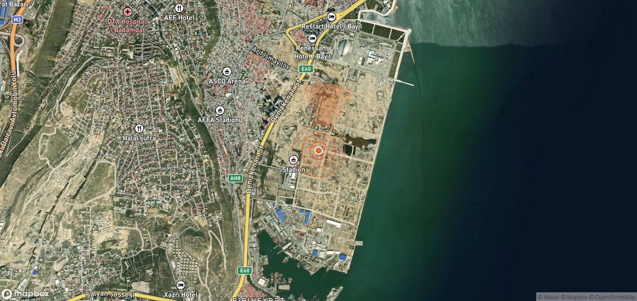 Satellite map of methane plume locations in Azerbaijan