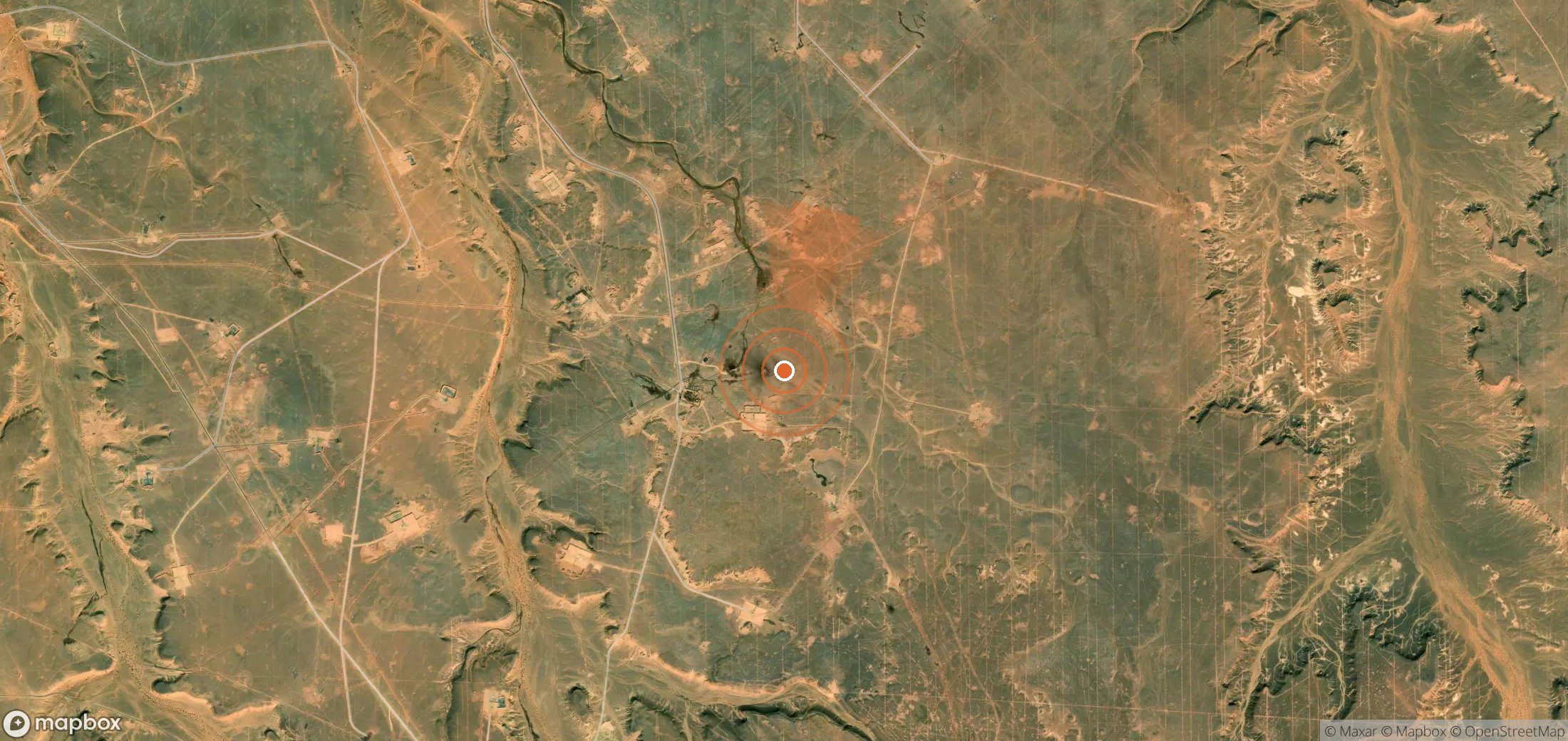 Satellite map of methane plume locations in Algeria