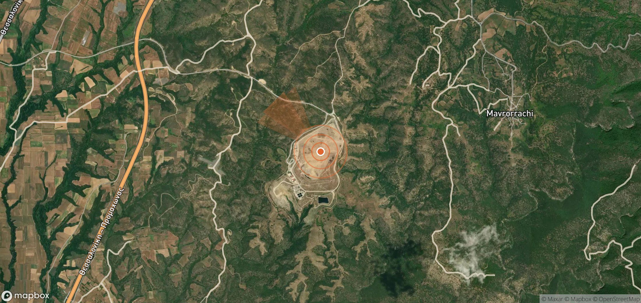 Satellite map of methane plume locations in Greece