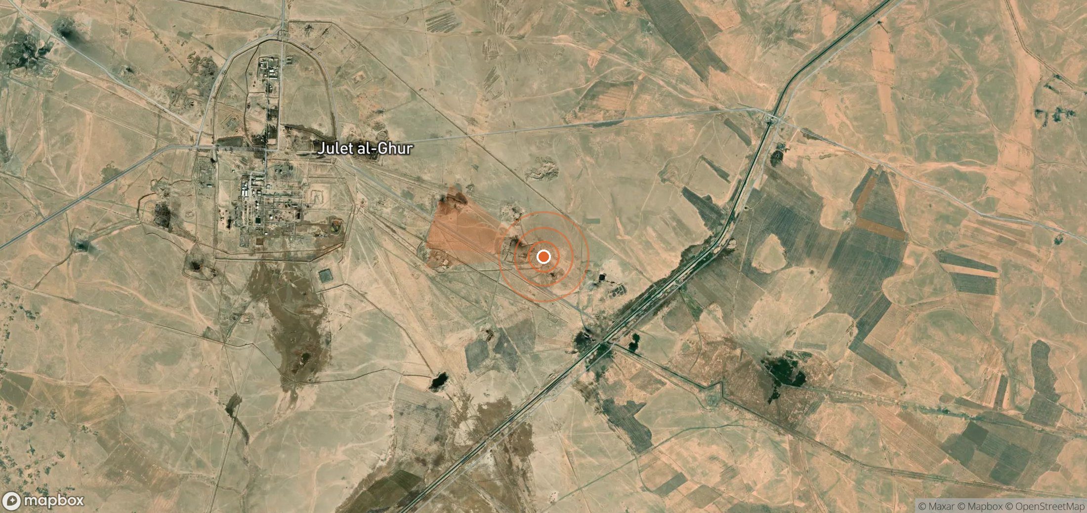 Mapa satelital de plumas de metano en Siria