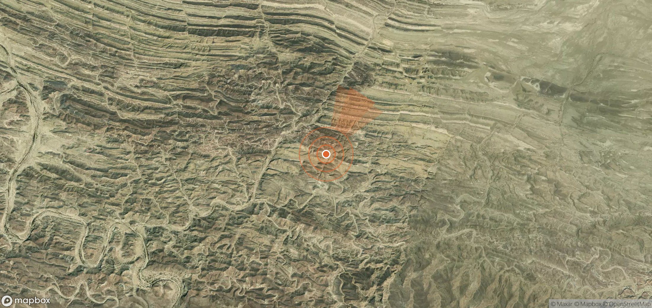 Satellite map of methane plume locations in Iran