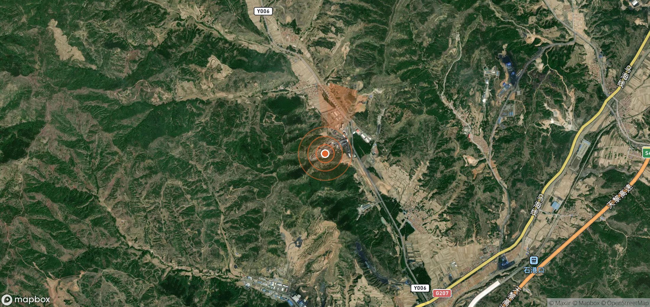 Mapa satelital de plumas de metano en China