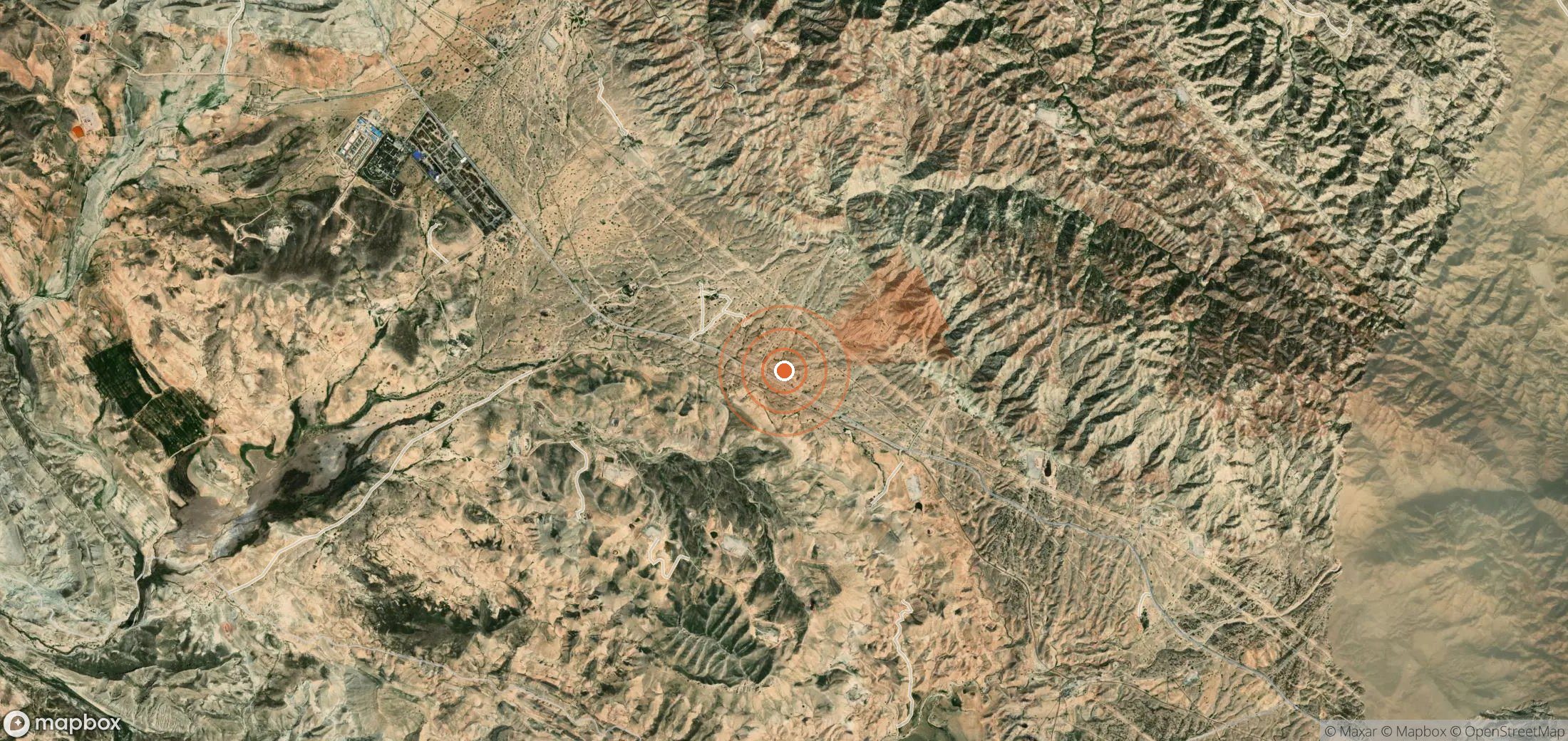 Satellite map of methane plume locations in Iran