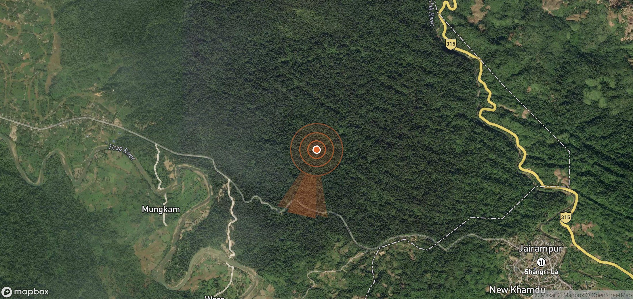 Satellite map of methane plume locations in India