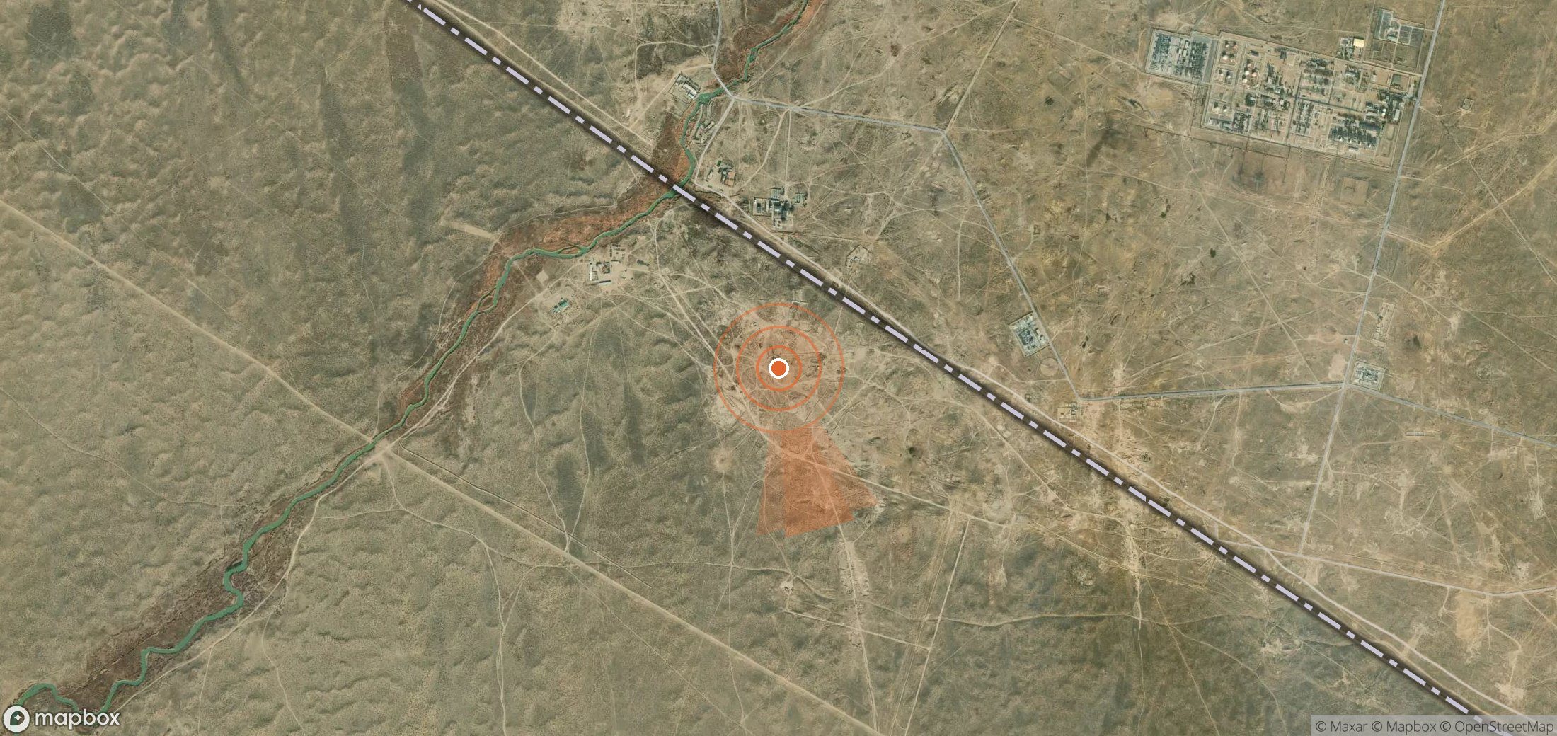 Satellite map of methane plume locations in Turkmenistan