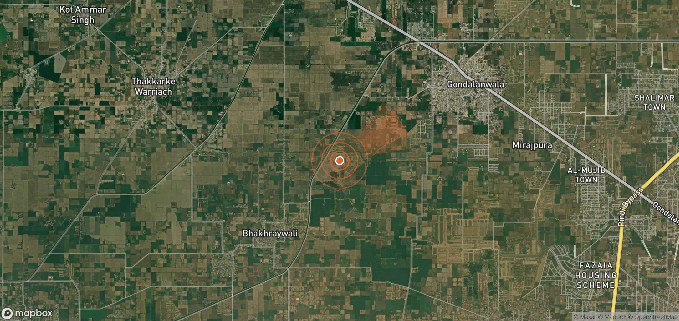 Satellite map of methane plume locations in Pakistan