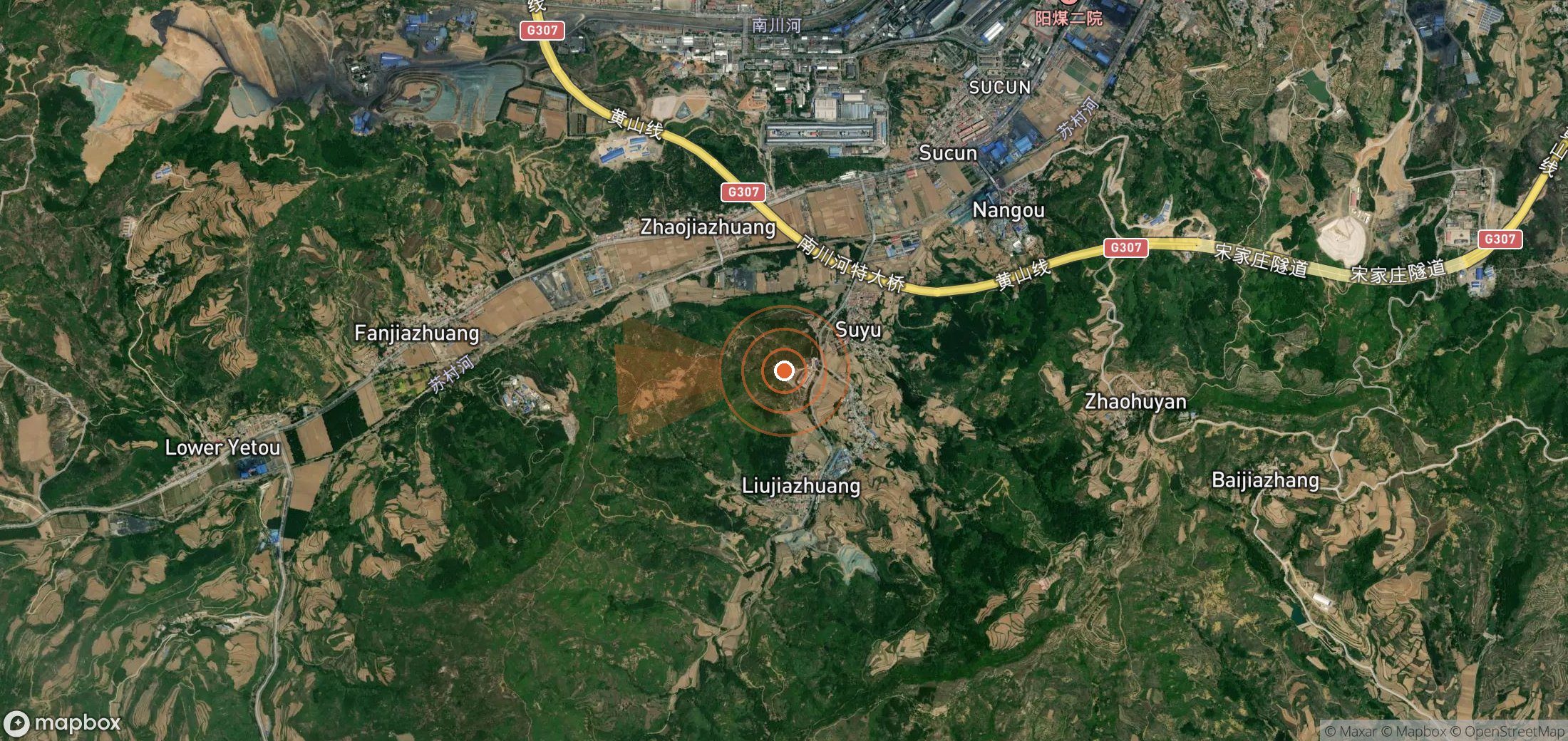 Satellite map of methane plume locations in China