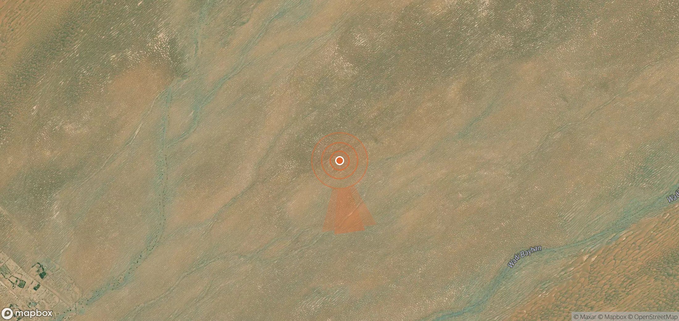Satellite map of methane plume locations in Yemen