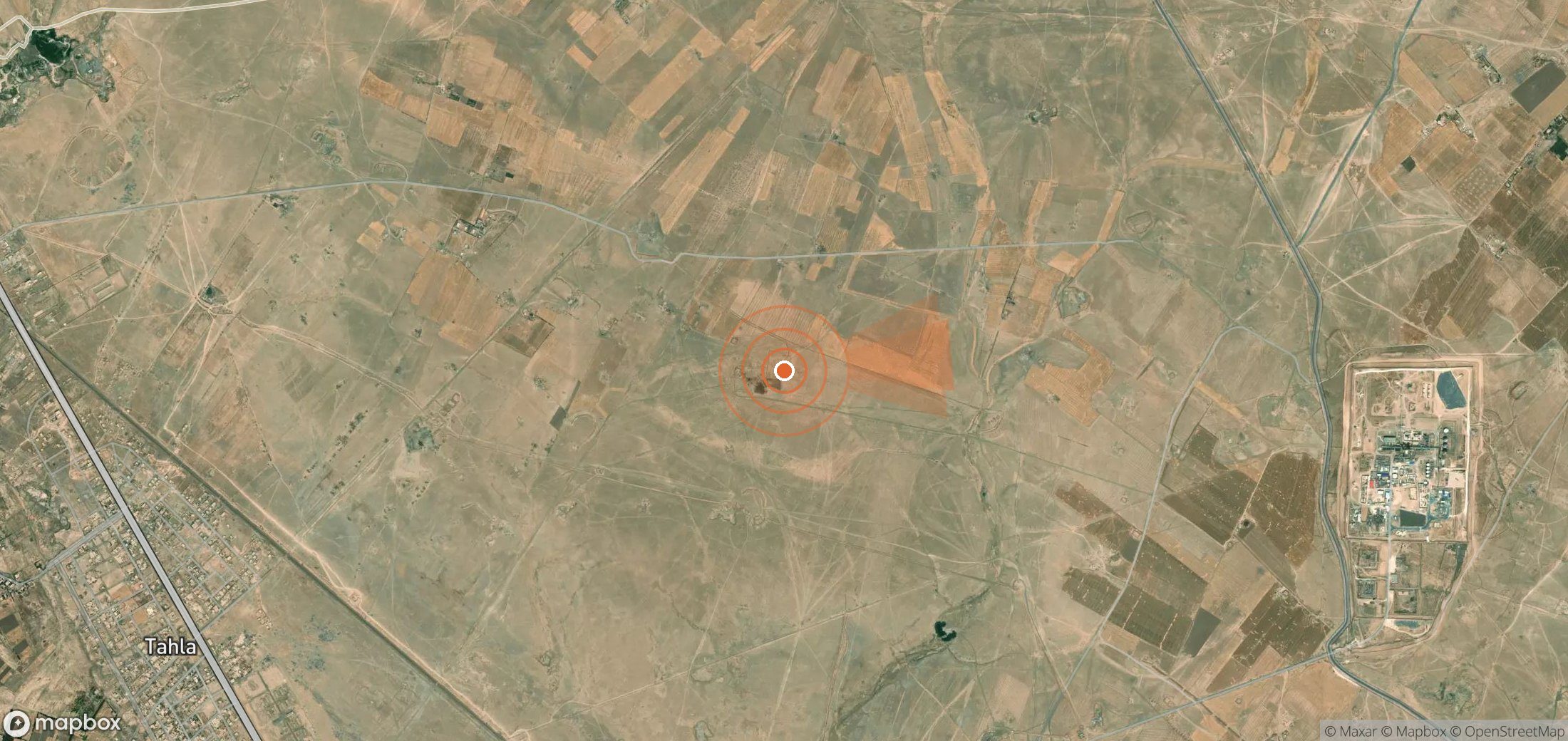 Satellite map of methane plume locations in Syria