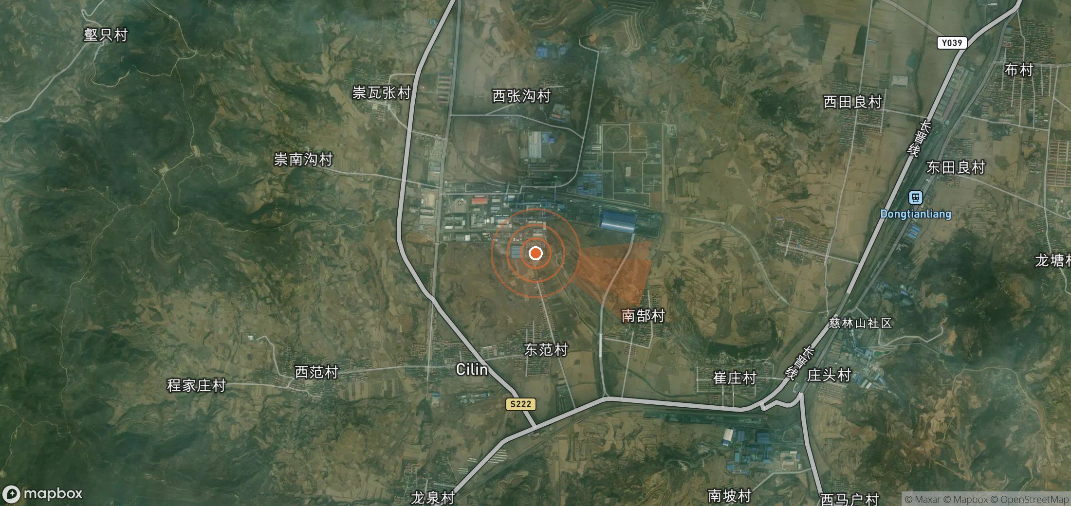 Mapa satelital de plumas de metano en China