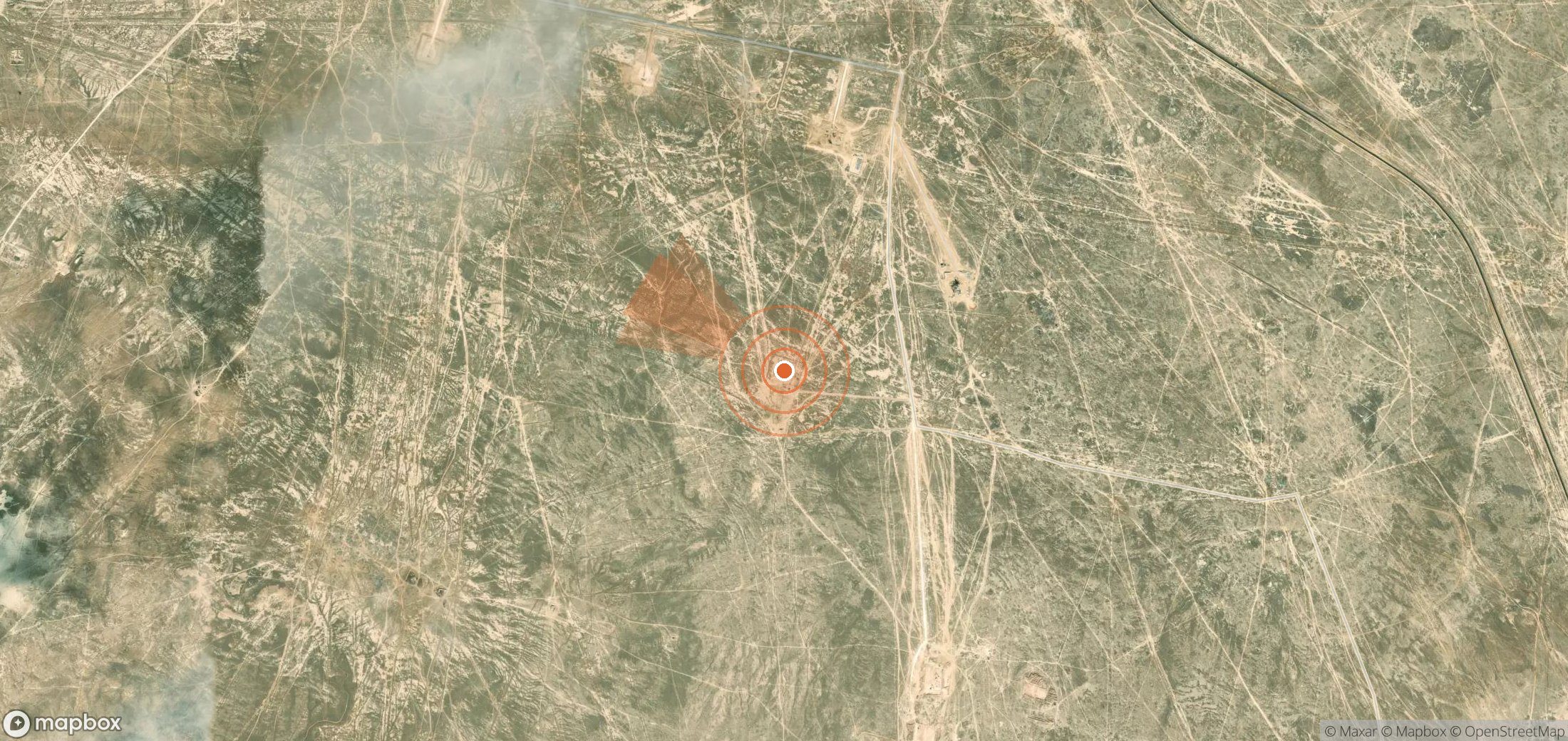 Mapa satelital de plumas de metano en Kazajistán