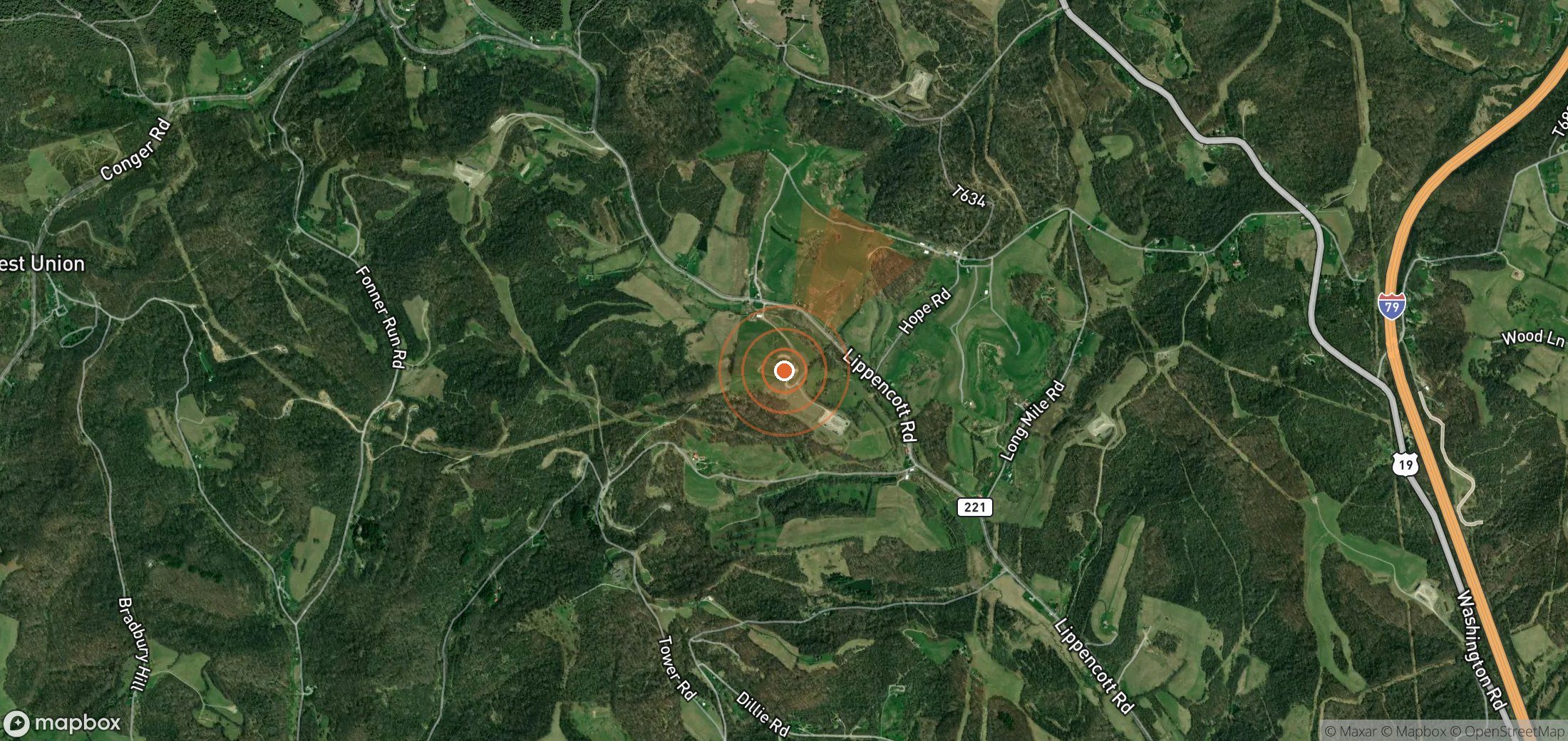 Satellite map of methane plume locations in United States