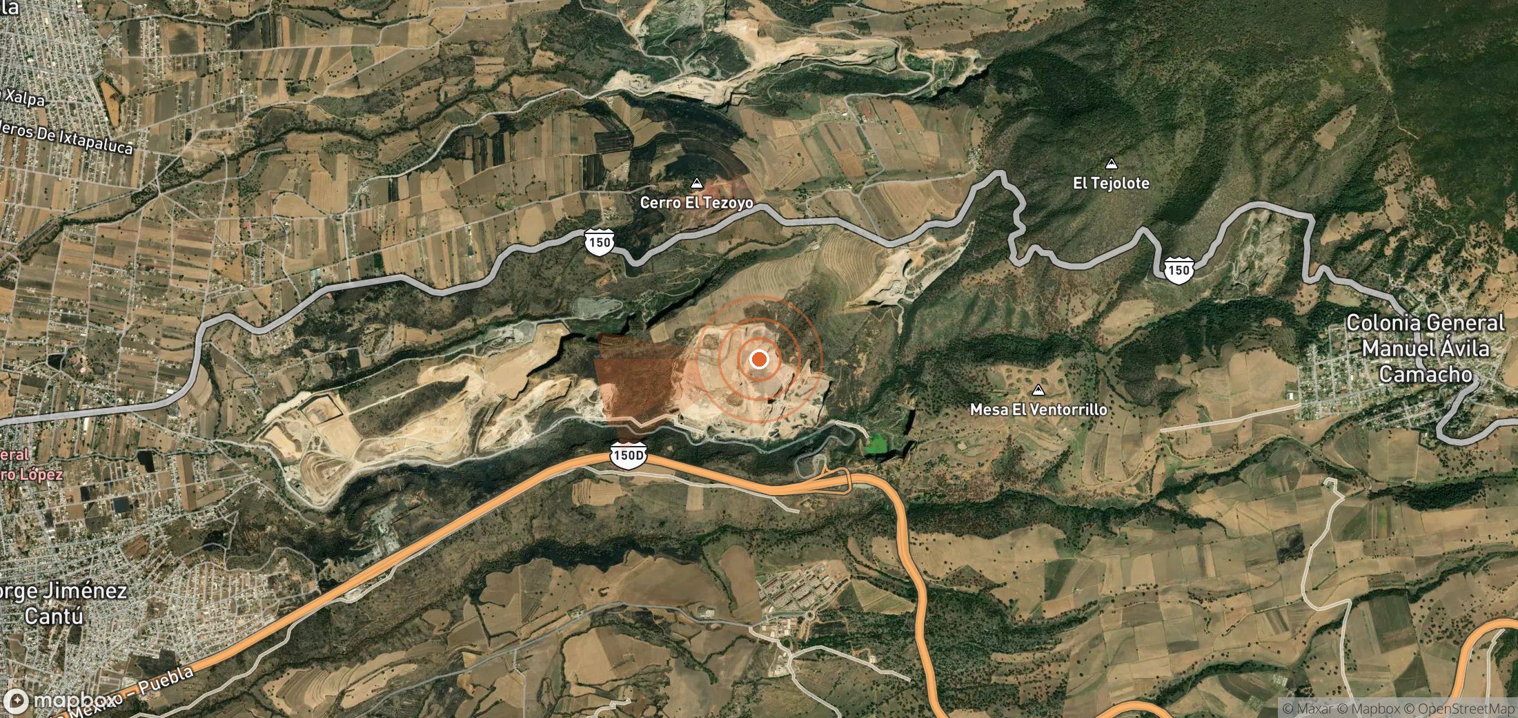 Satellite map of methane plume locations in Mexico