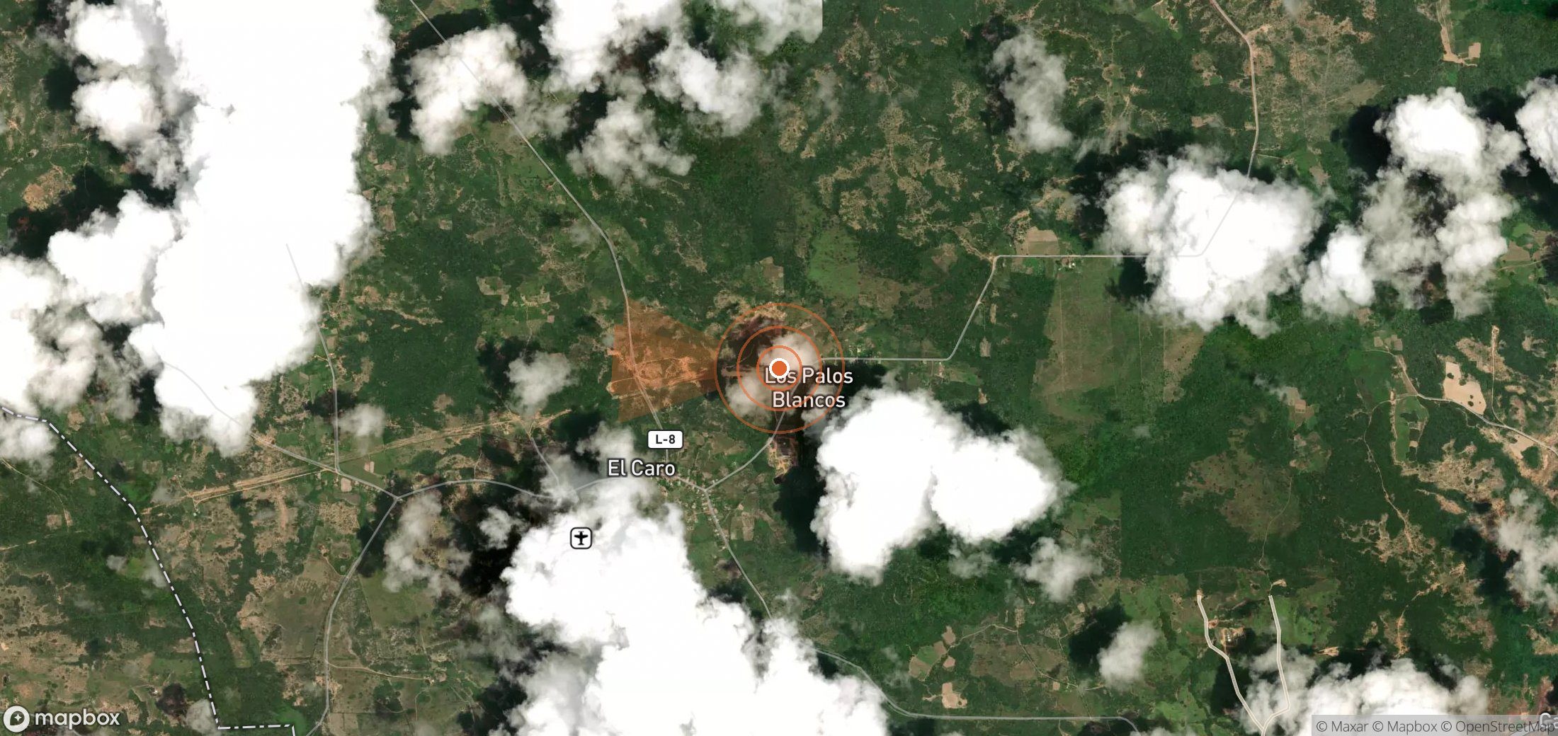 Satellite map of methane plume locations in Venezuela