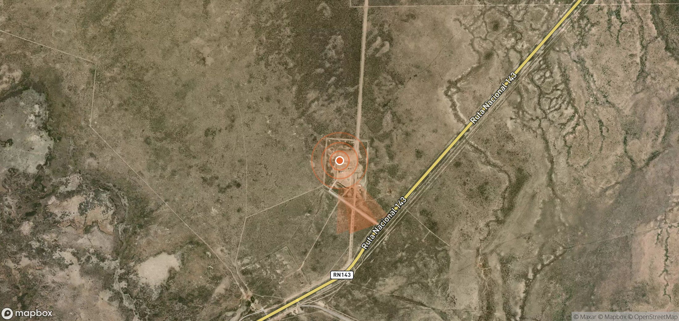 Satellite map of methane plume locations in Argentina