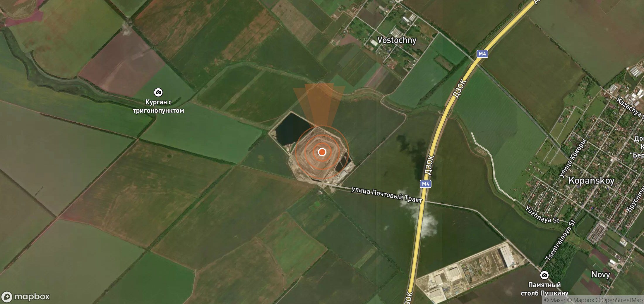 Mapa satelital de plumas de metano en Rusia