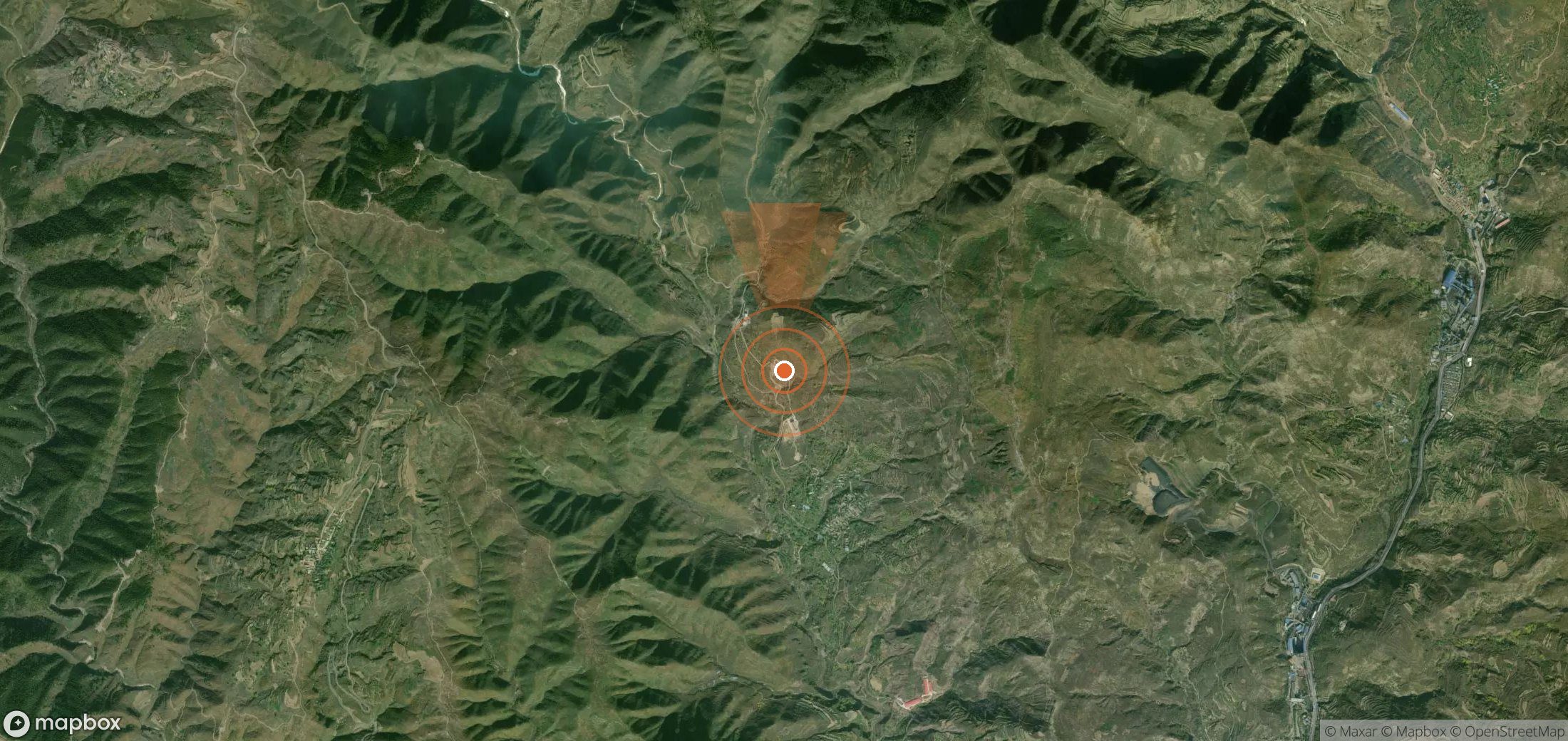 Satellite map of methane plume locations in China