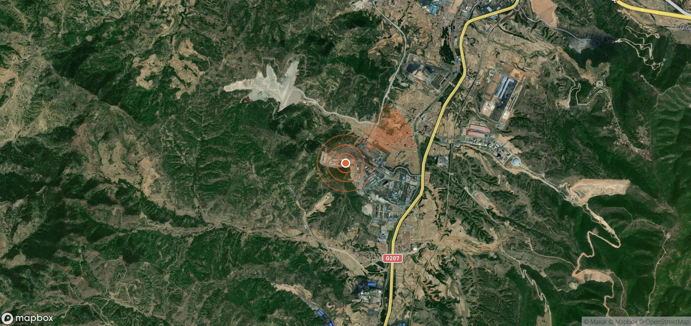 Satellite map of methane plume locations in China