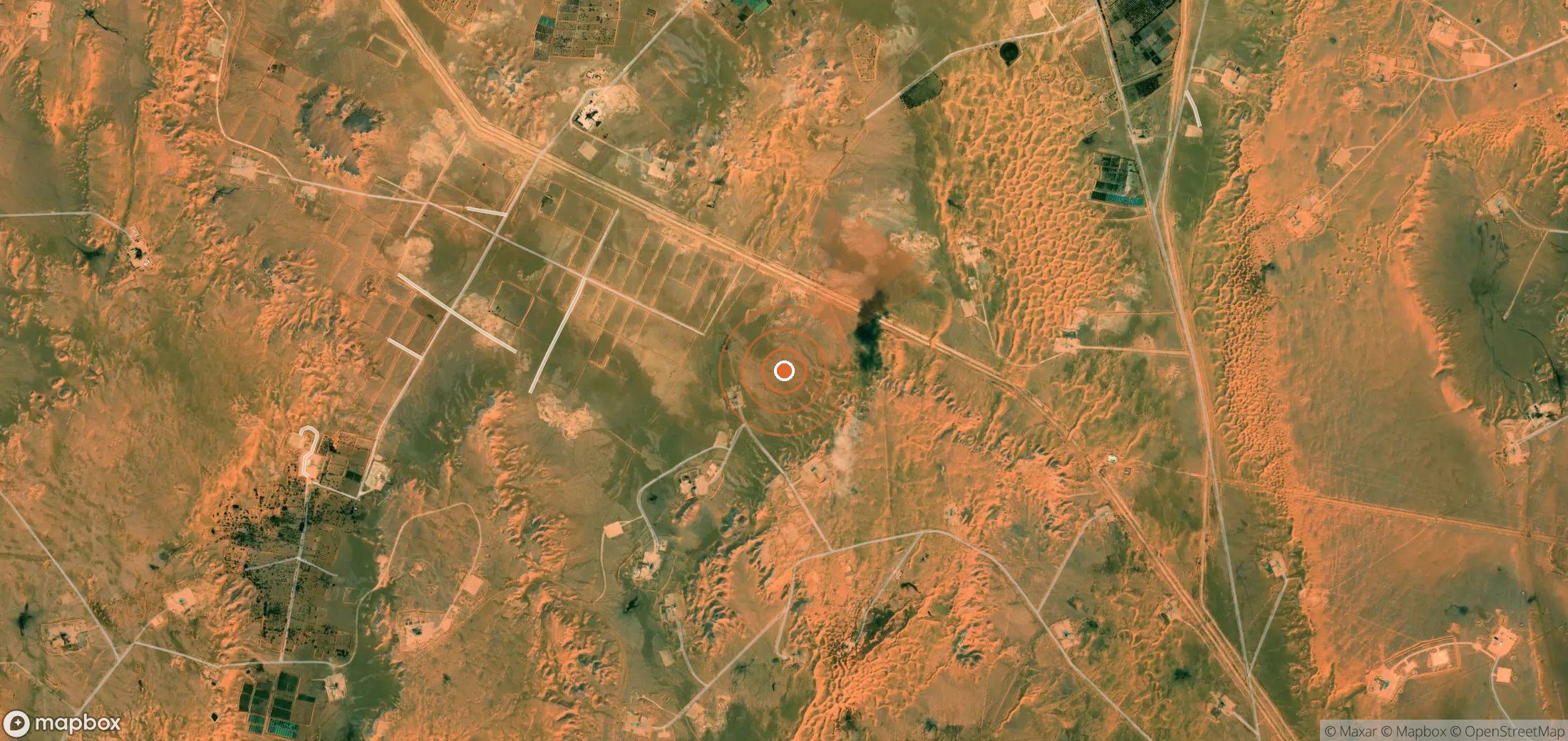 Satellite map of methane plume locations in Algeria