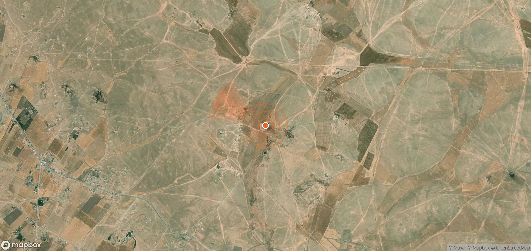 Satellite map of methane plume locations in Syria