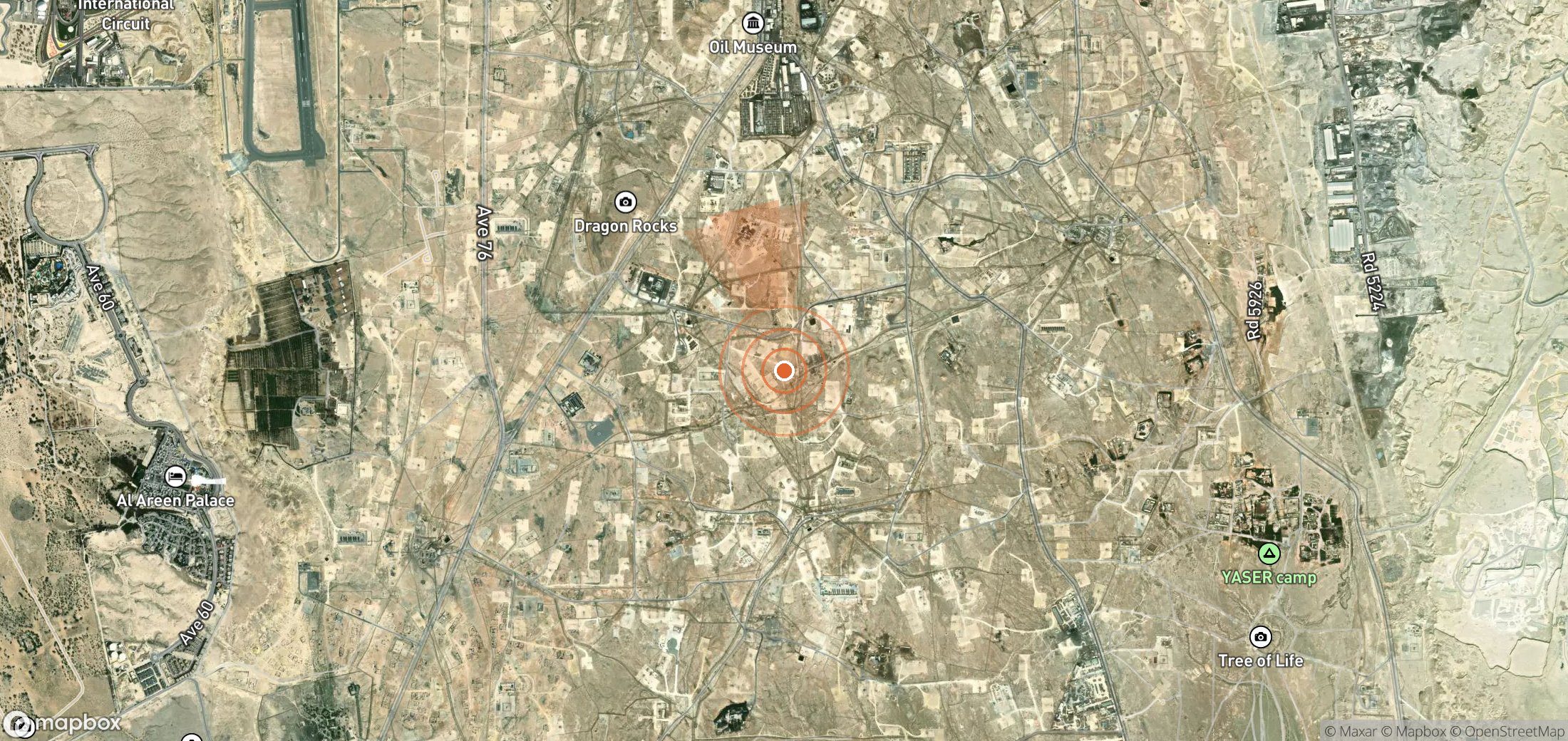 Satellite map of methane plume locations in Bahrain